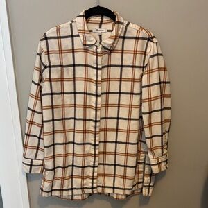 Madewell Cream and Brown Plaid Shirt